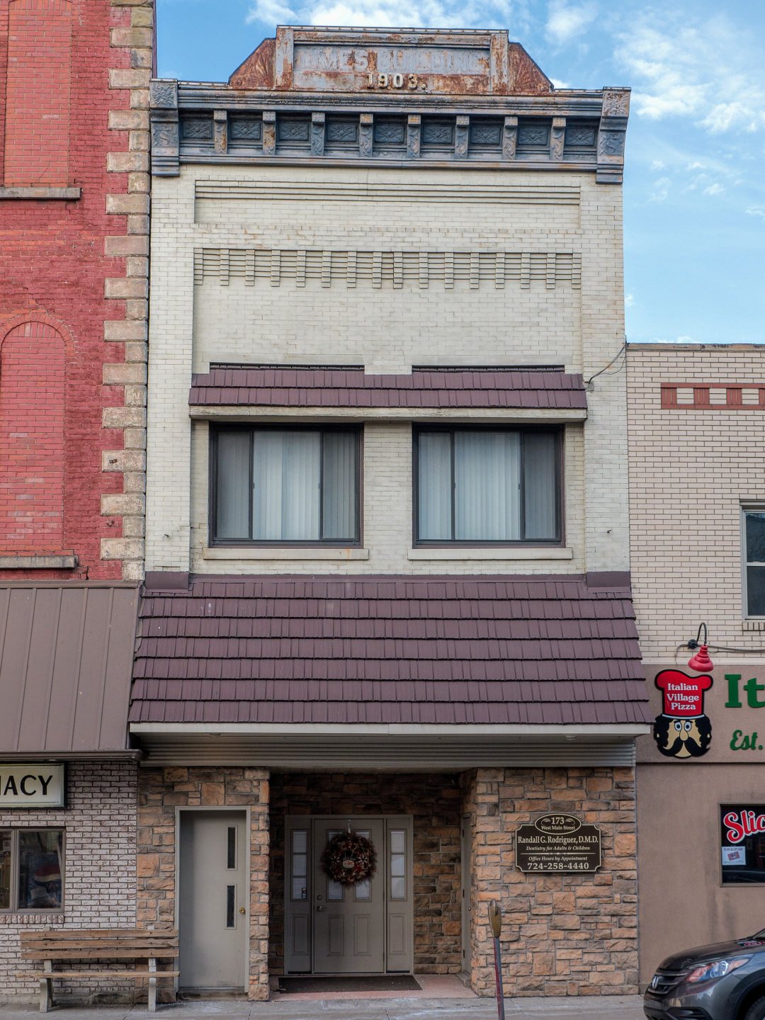 Photo of building at 171 West Main Street, Monongahela, Pa. 15063 along rt 88 and rt 136. Photo property of the Monongahela Main Street Program.