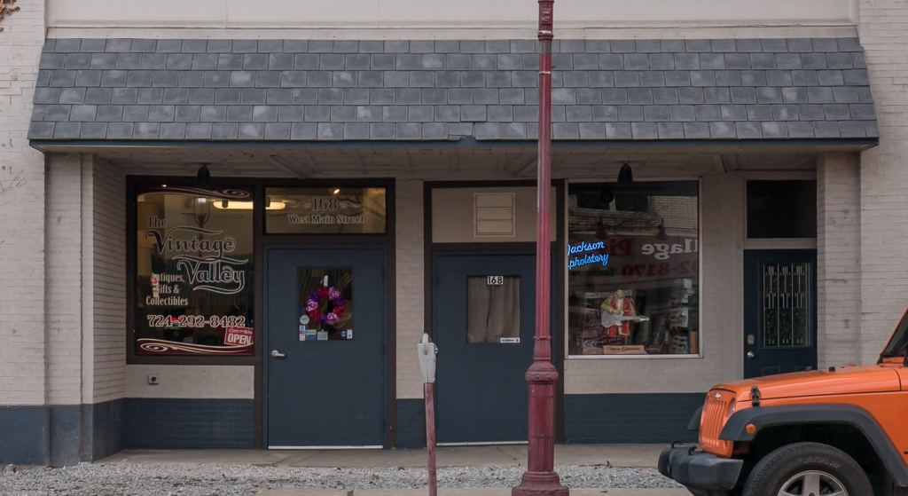 Photo of building at 168 West Main Street, Monongahela, Pa. 15063 along rt 88 and rt 136. Photo property of the Monongahela Main Street Program.
