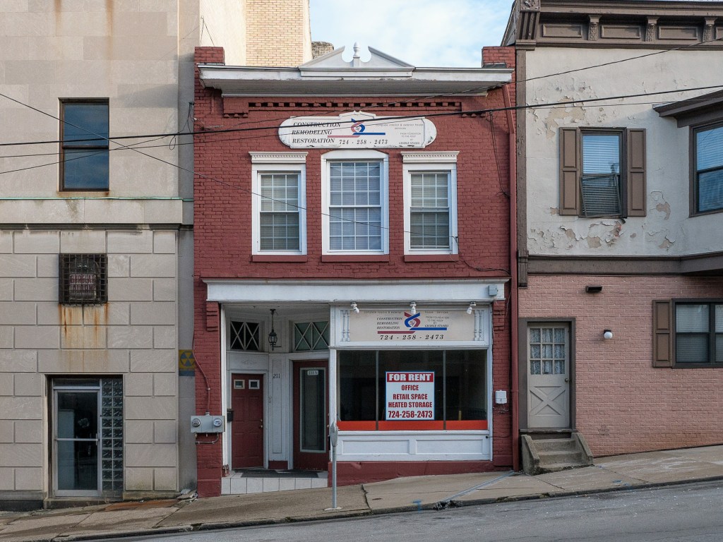 Photo of building at 211 Second Street, Monongahela, Pa. 15063 along rt 88 and rt 136. Photo property of the Monongahela Main Street Program.